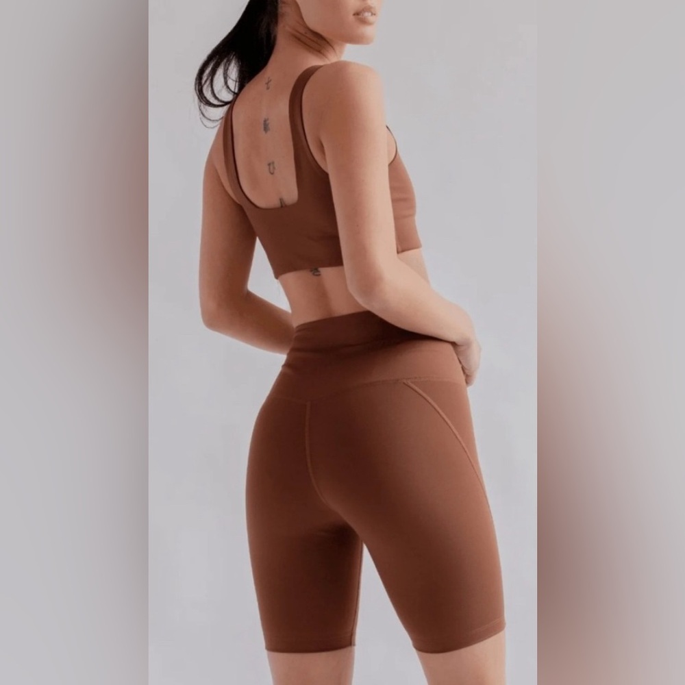 GIRLFRIEND COLLECTIVE antler high rise compression biker shorts brown medium